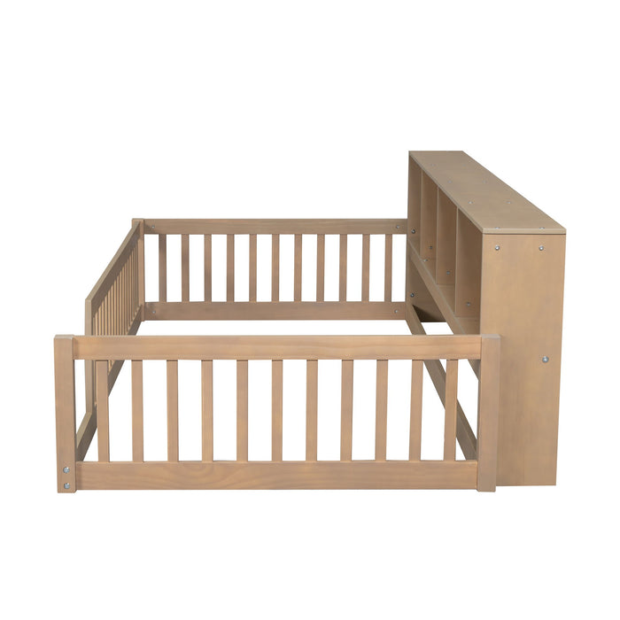 Floor Bed With Storage Cabinets And USB Ports