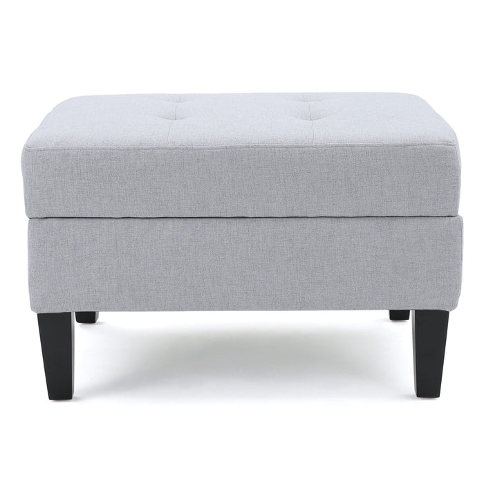 Storage Ottoman With Birch Wood Legs And Cushioned Top For Comfort