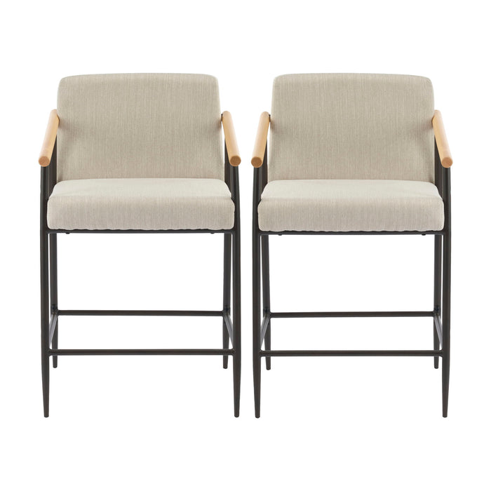 Mid Century Modern Counter Stool Set With Iron Frame