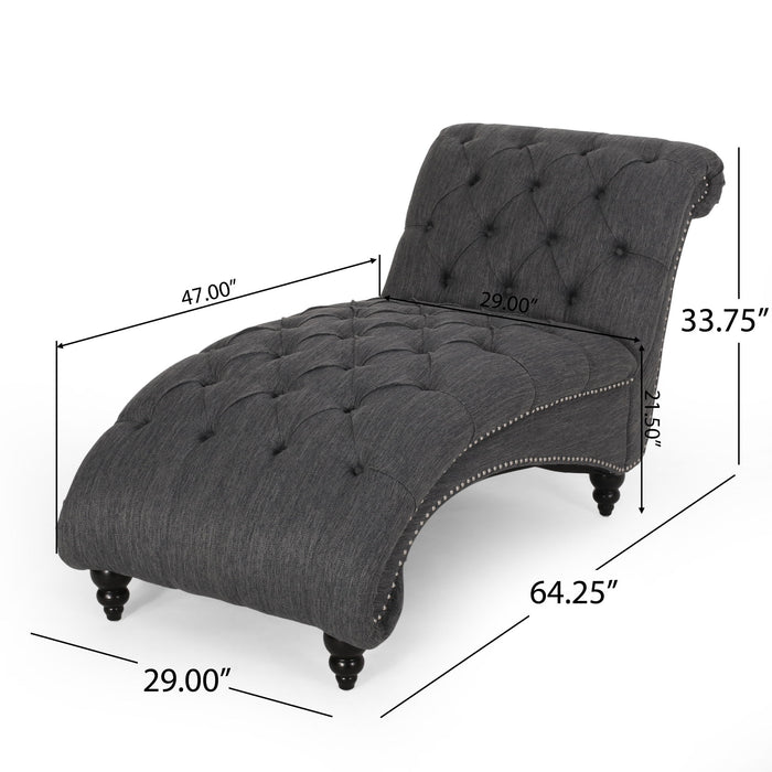 Chaise Lounge With Button Tufted Diamon Stitch