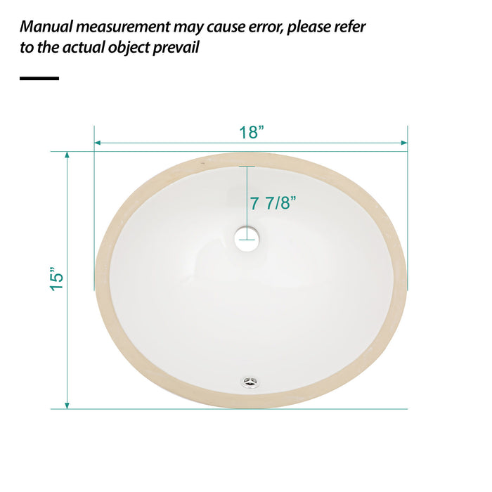 Elegant Ceramic Oval Undermount Bathroom Sink With Overflow