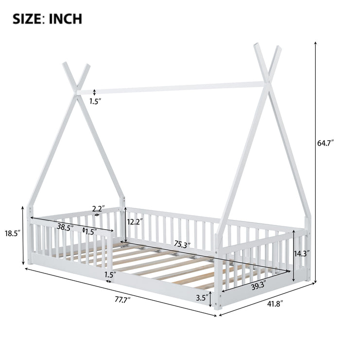 House Shaped Design Bed With Fence