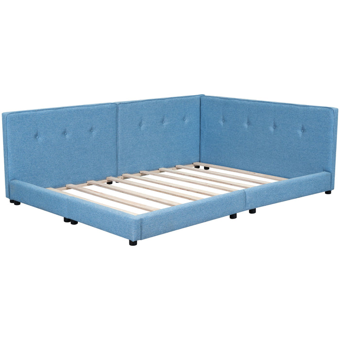 Modern Upholstered Platform Bed With USB Ports And LED Belt