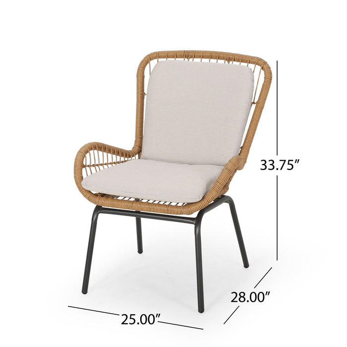 Outdoor Wicker Club Chair With Cushions (Set of 2)