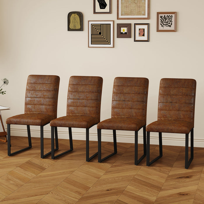 Oversized Dining Chairs (Set of 4) - Brown / Black