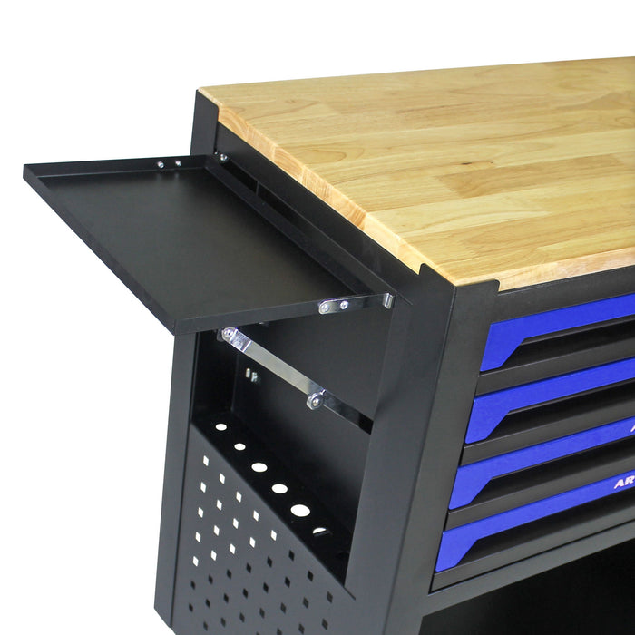 4 Drawers Multifunctional Tool Cart With Wheels And Wooden Top