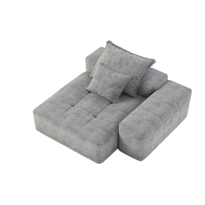 Modern Oversized Modular Sectional Sofa, Sparkling Chenille Fabric Soft Cushion Sofa With 2 Pillows