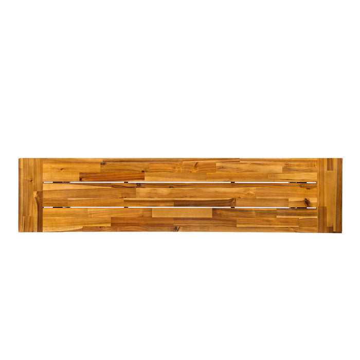 Outdoor Dining Bench, Patio Backless Bench - Teak / Black