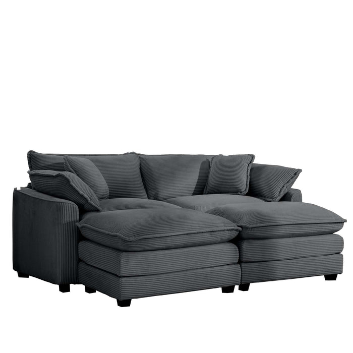 Modern Oversized Modular Cushion Sofa With Ottoman, Low Back, Deep Seating Sofa Set