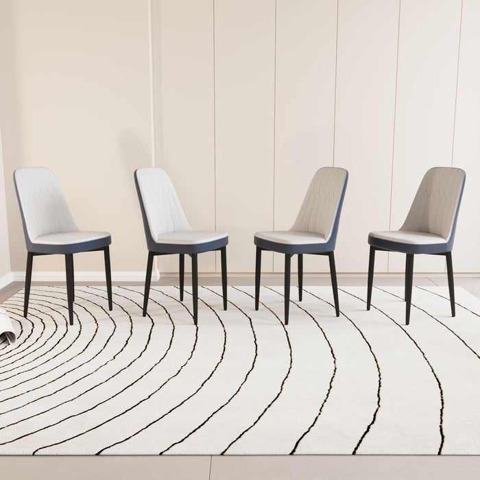 Modern Dining Chair With Cushions And Metal Legs