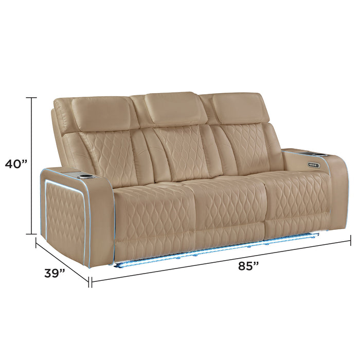 Electra - 3 Piece Power Reclining Sofa, Loveseat And Recliner Set With Power Headrests, Massage And LED Lighting