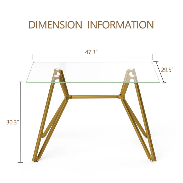 Modern Glass Dining Table With Metal Legs