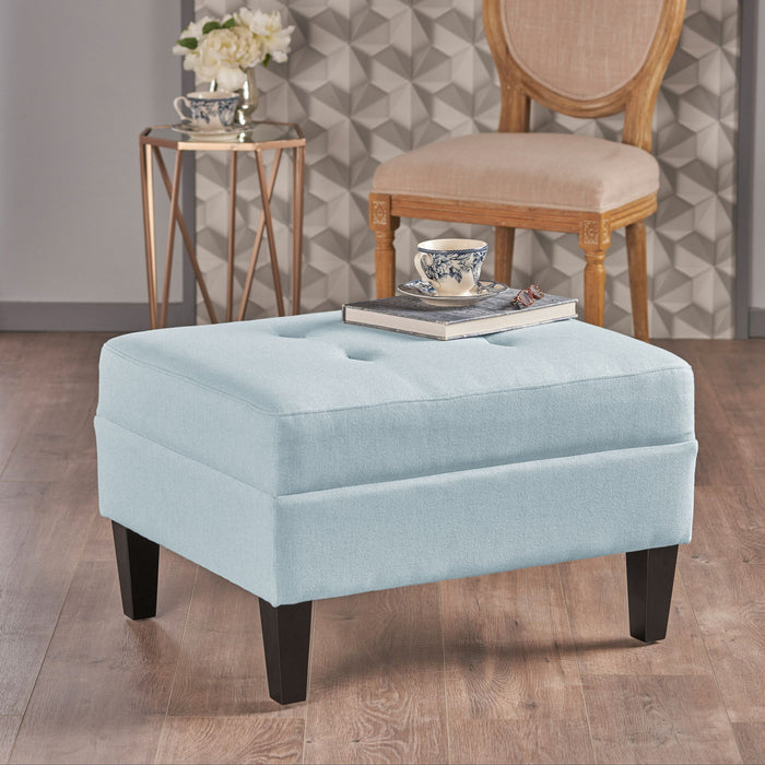 Classic Ottoman With Birch Wood Legs And Fabric Upholstery