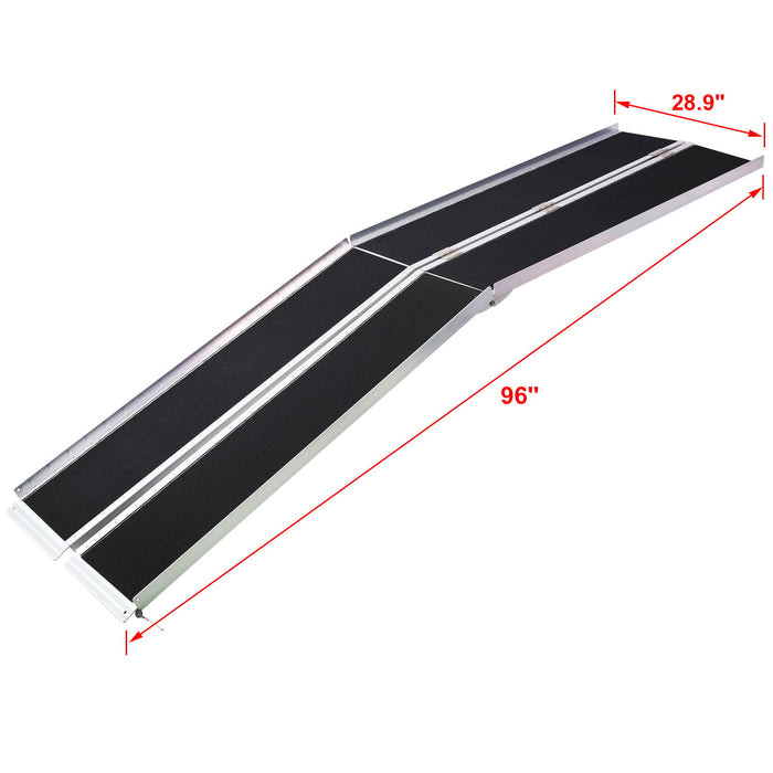 Portable And Foldable Wheelchair Ramp With Non Skid Surface