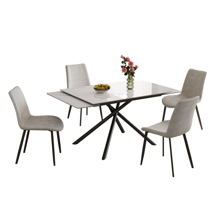Retractable Sintered Stone Dining Table Set With Chairs