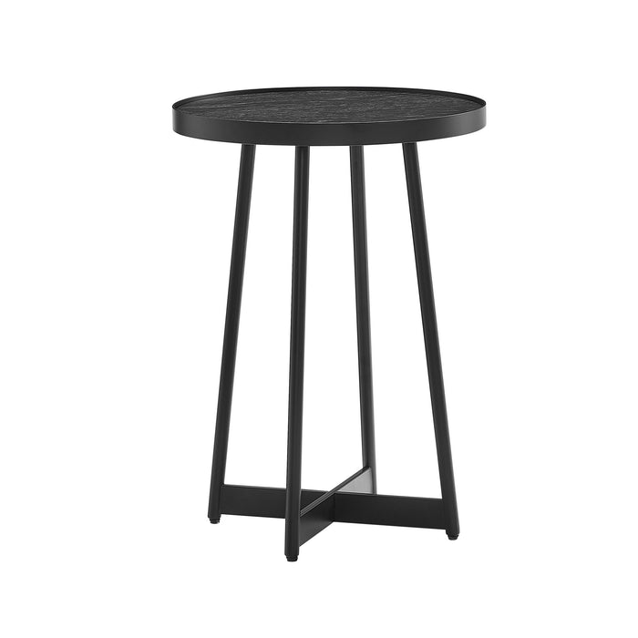 Ranlo - Round Accent Table With Geometric Legs - Black