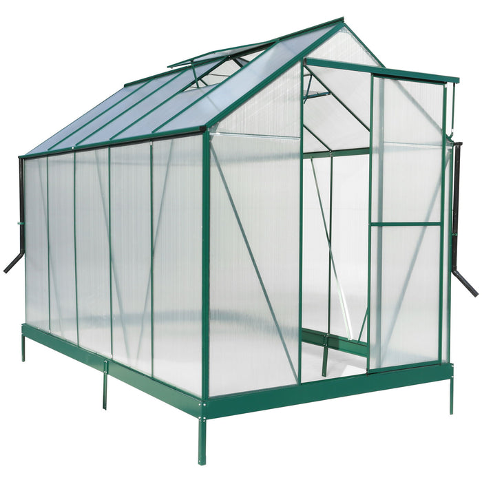 Polycarbonate house, Heavy Duty Outdoor Aluminum Walk-In House Kit With Rain Gutter, Vent And Door For Backyard Garden