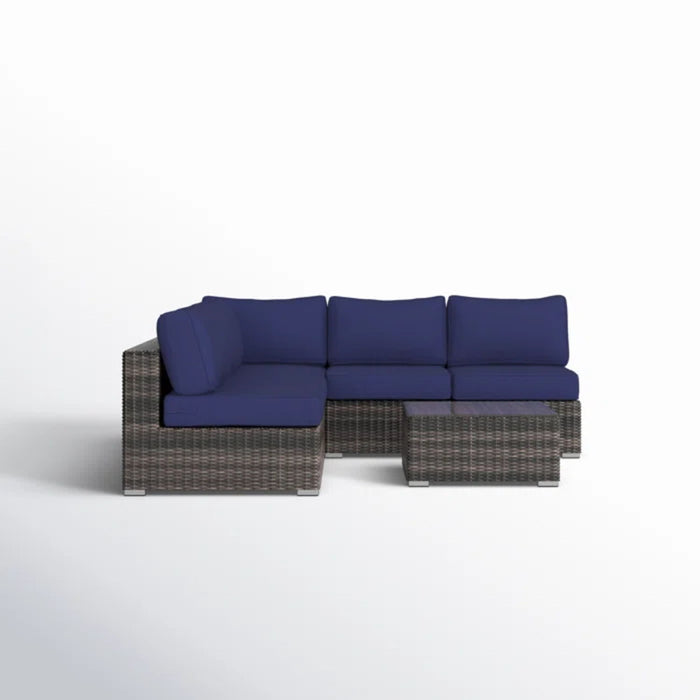 Seating Set With Cushions Handcrafted Wicker Design