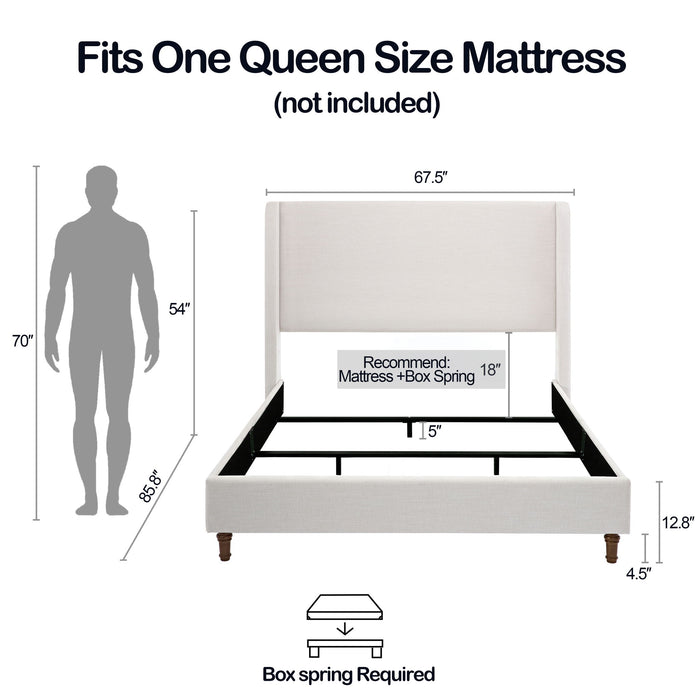 Hayden - Upholstered Wingback Bed With Tall Headboard