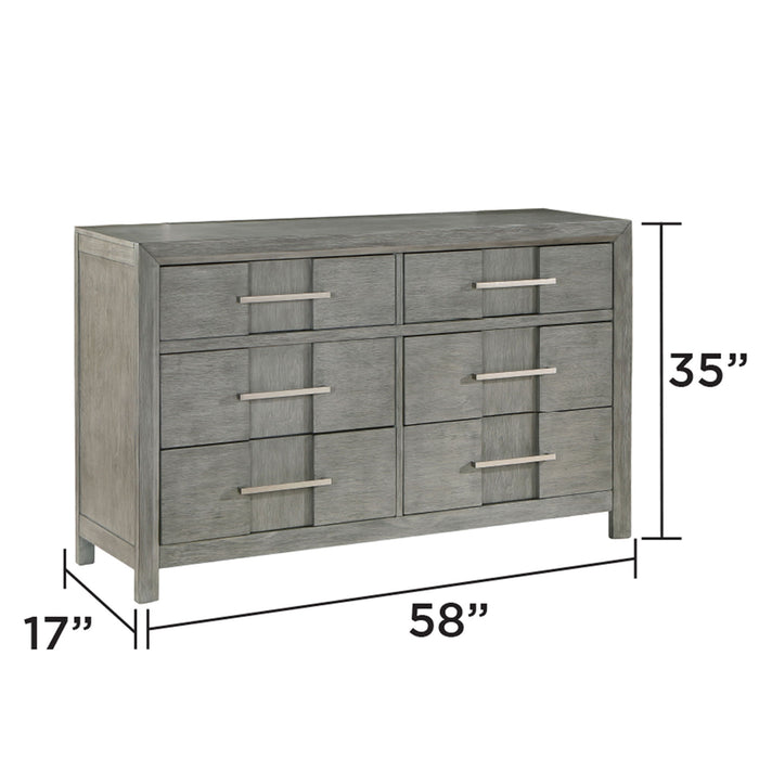 6 Drawer Dresser - Gray - Wood