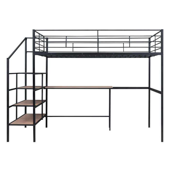 Loft Bed With Desk And Lateral Storage Ladder