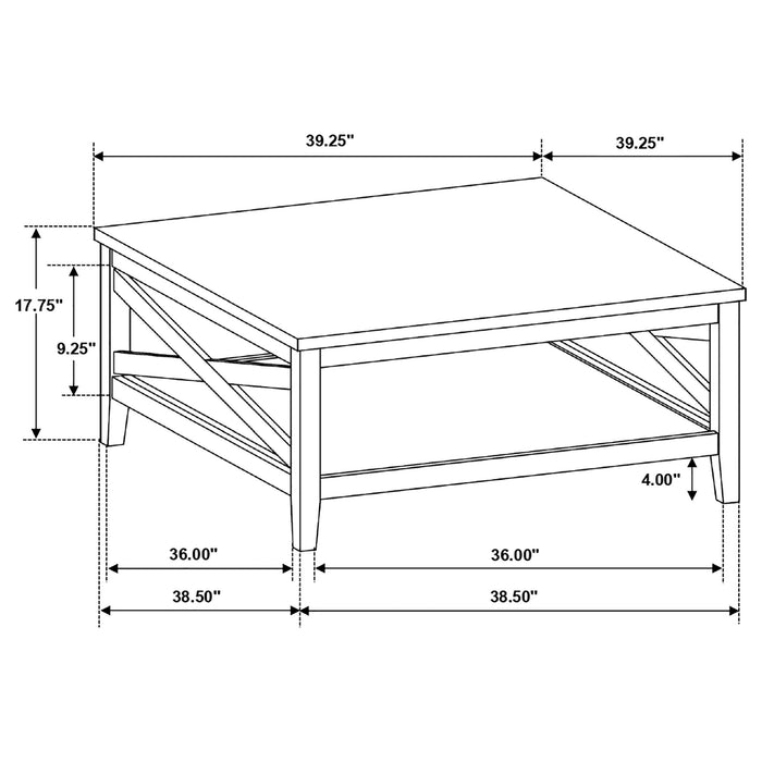 Evanston - Square Coffee Table With Shelf - White