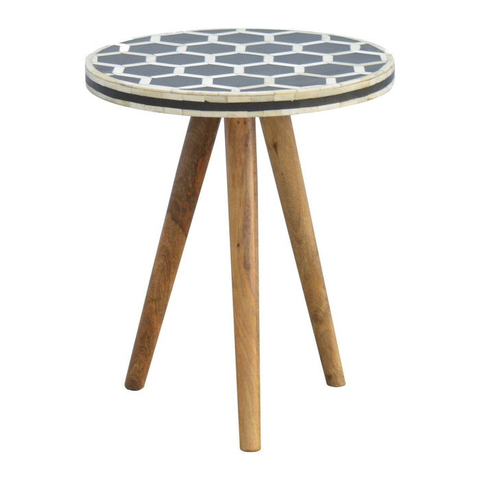 Inlay - Bone Tripod Stool - Beige / White