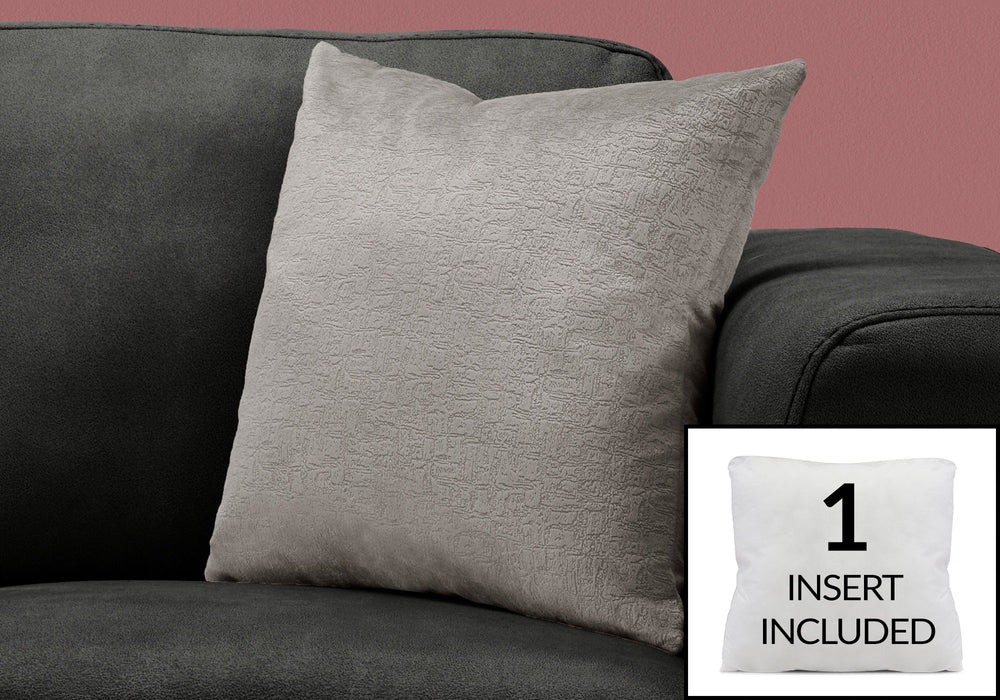 Pillow Square, Insert Included, Decorative Throw, Hypoallergenic - Gray