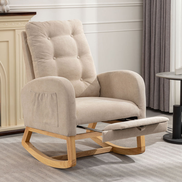 Accent Rocking Chair With Footrest, High Back