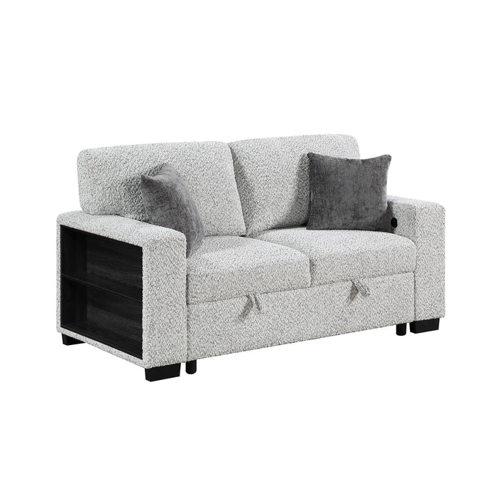 Prato - Loveseat With Storage And USB - Gray