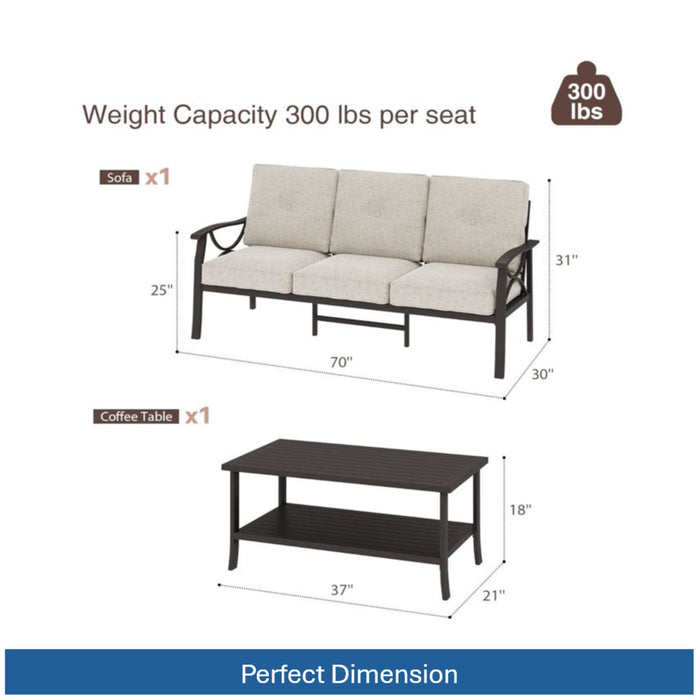 Patio Furniture Set With Coffee Table And Cushions For Backyard