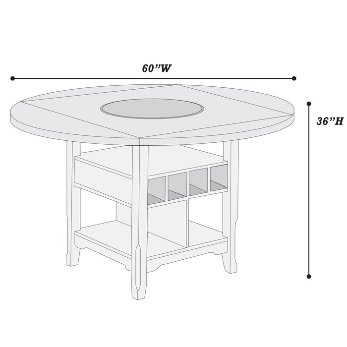 Contemporary Counter Height Dining Set With Built In Lazy Susan