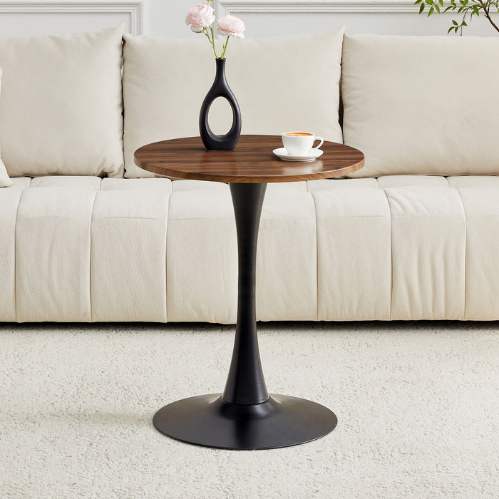 Round Dining Table With Thickened Engineered Wood Top And Metal Pedestal, 23.6" Diameter For Kitchen, Living Room, Or Small Spaces