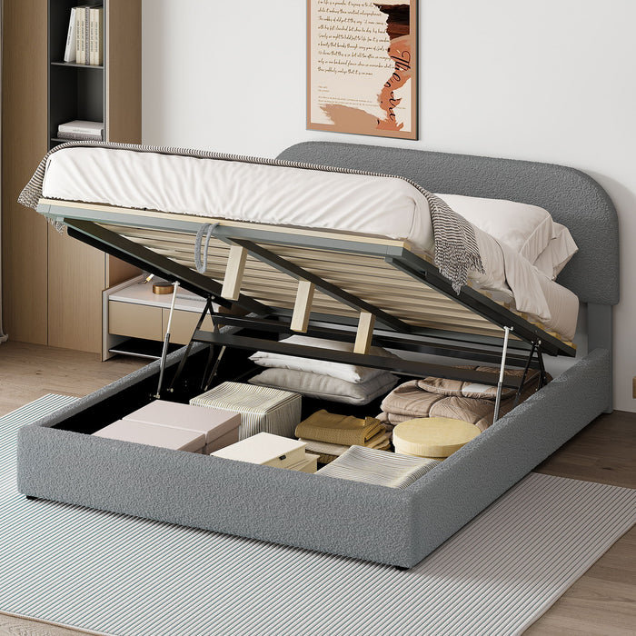 Upholstered Platform Bed With Hydraulic Storage System