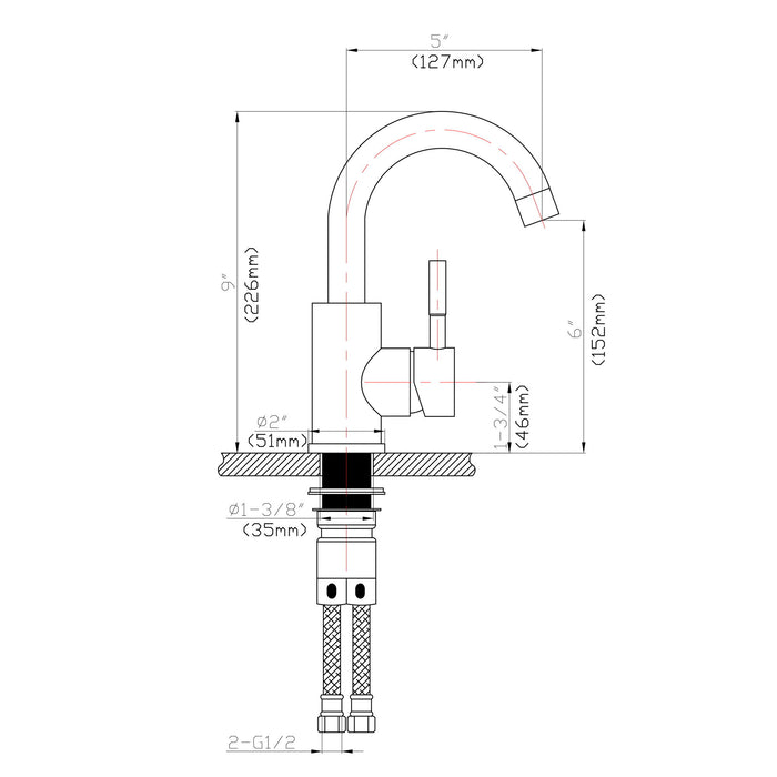 Modern Bathroom Faucet Single Hole Single Handle