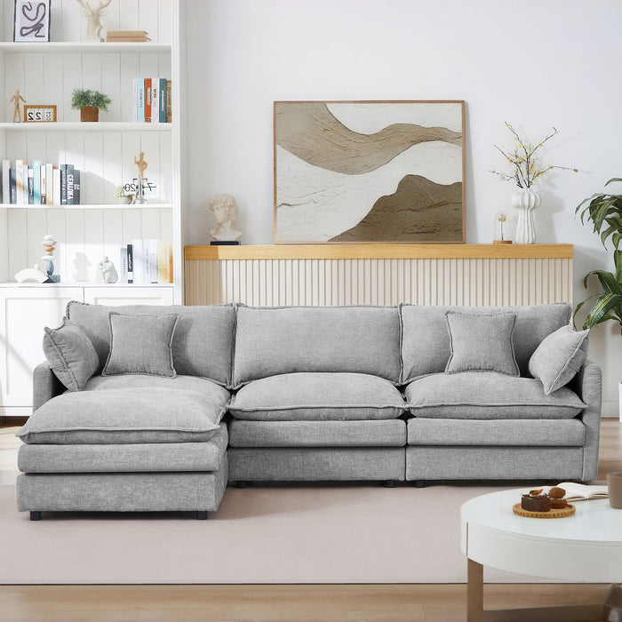 Modular L-Shaped Sectional Sofa With Movable Ottoman