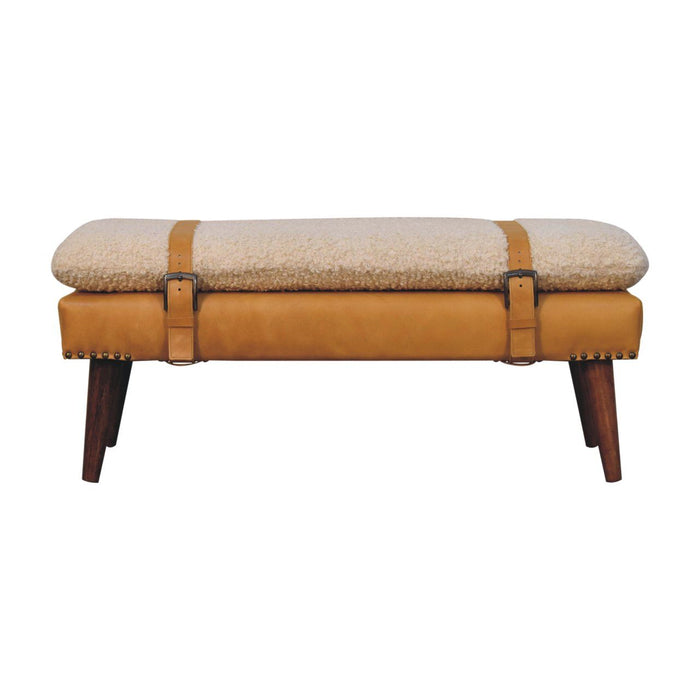 Boucle Leather Bench - Tan