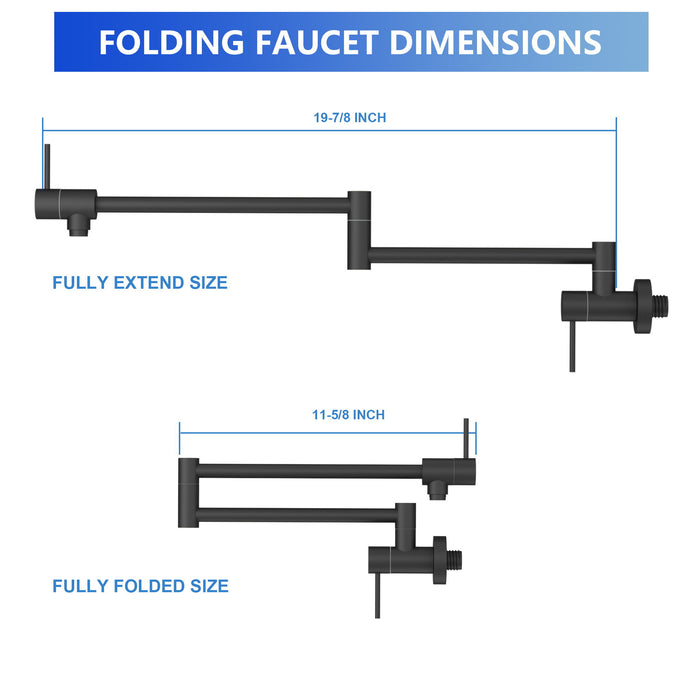 Modern Design Pot Filler Faucet Wall Mount Kitchen Sink, Folding Stretchable