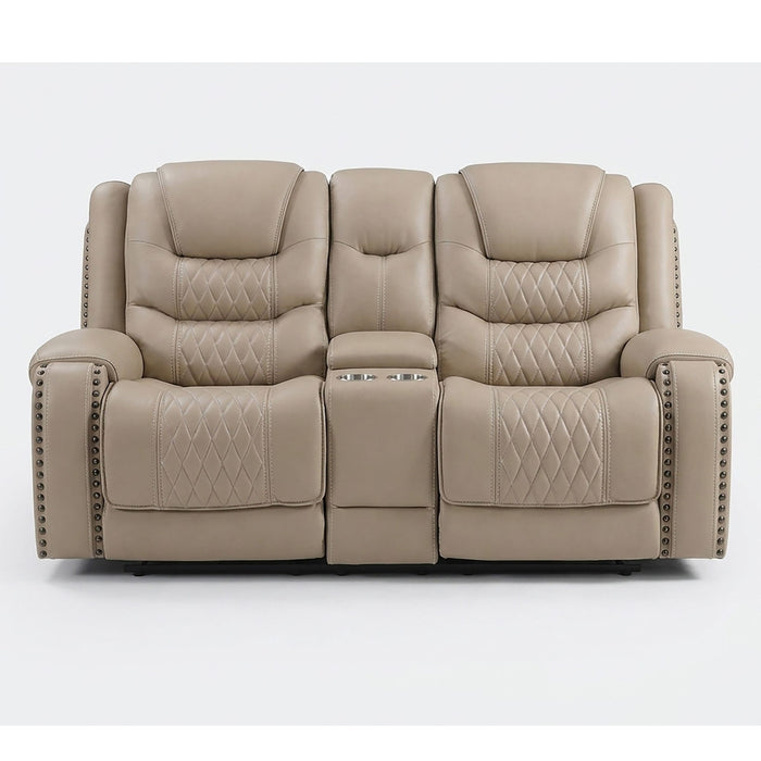 Power Motion Reclining Loveseat With Console Adjustable Headrest Cup Holders - Toffee