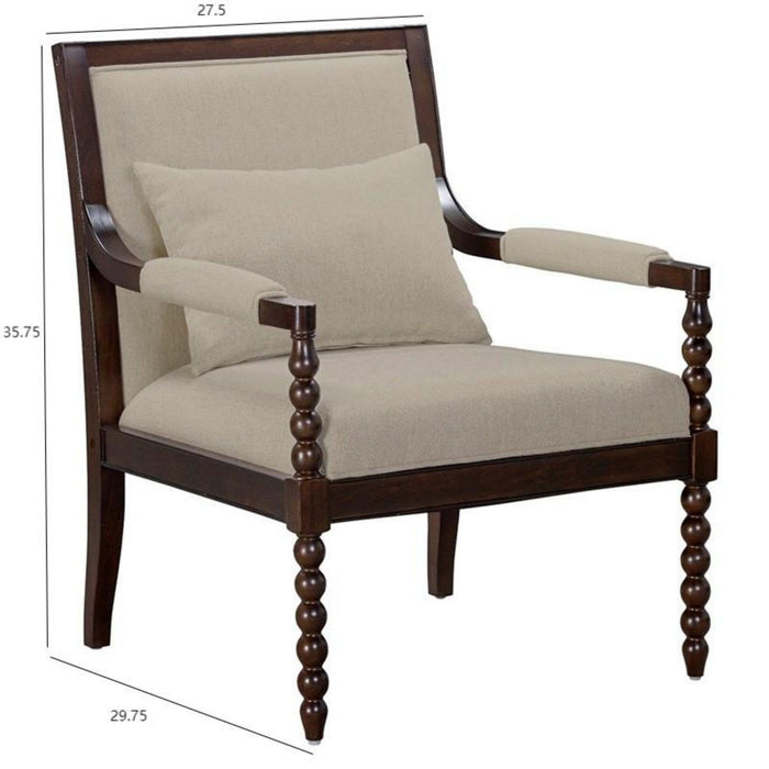 Philippe - Accent Arm Chair With Backrest - Beige / Brown