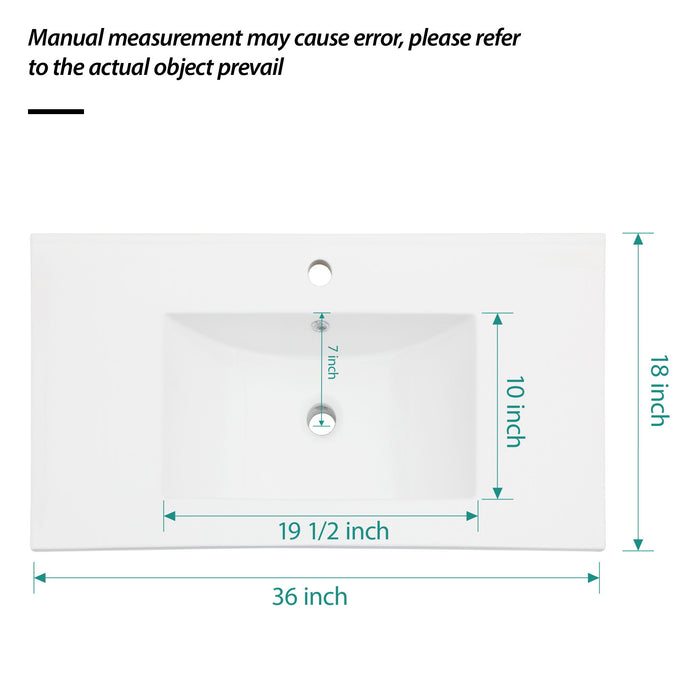 Premium Rectangular Vanity Top With Single Faucet Hole And Overflow
