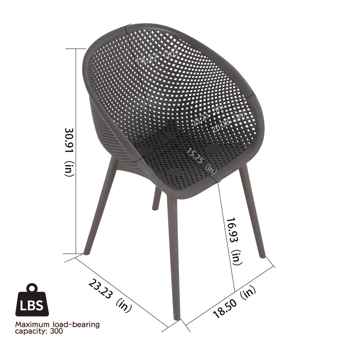 2 Piece Durable Single Chair With Mesh Hollow Out Design