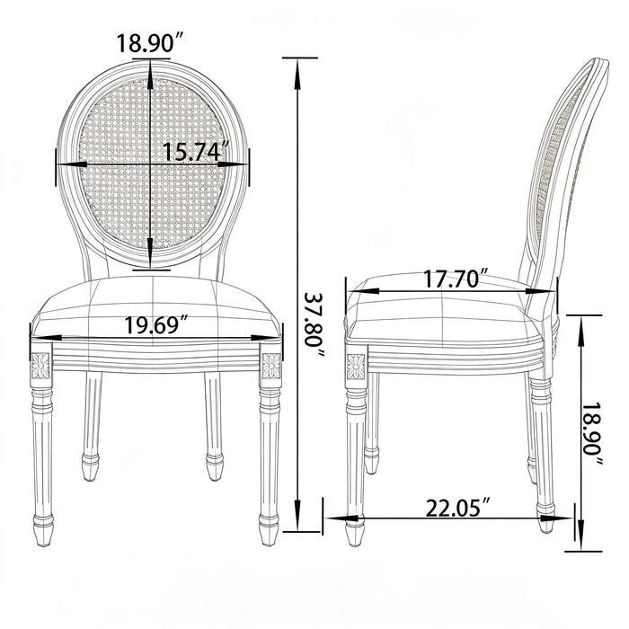 Dining Chairs, Upholstered With Round Back (Set of 2) - Gray