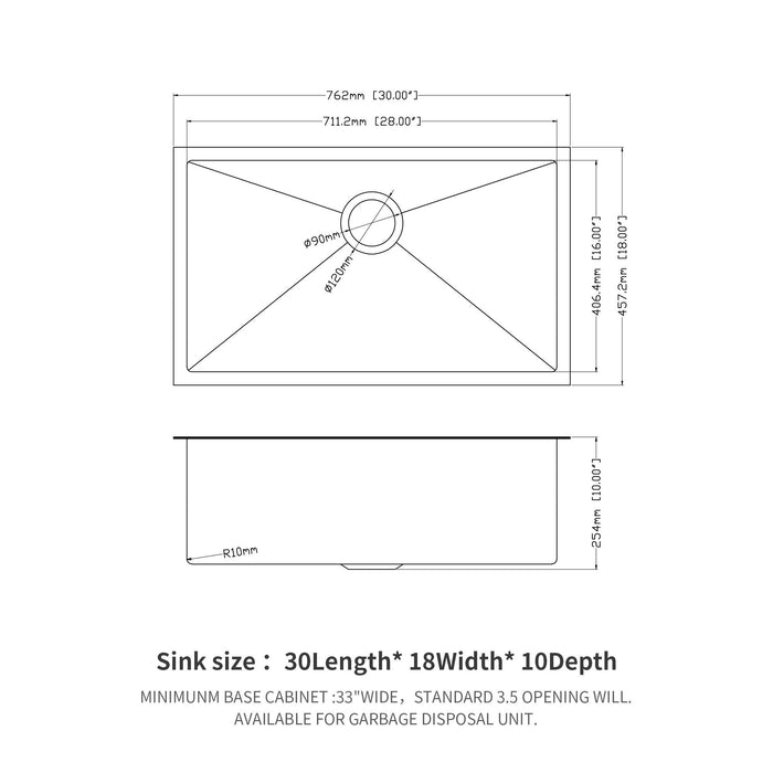 Undermount Kitchen Sink With Deep Single Bowl