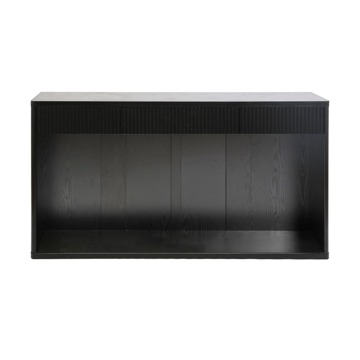 Fluted Console Table With 3 Drawers, Long Sofa Table Behind Couch For Living Room