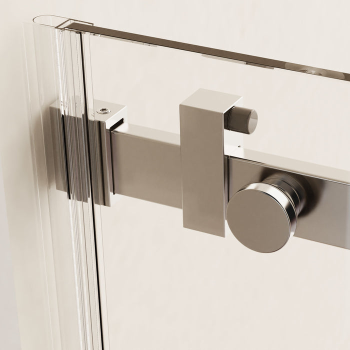 Frameless Single Sliding Shower Doors, 5 / 16" Sgcc Tempered Glass, Reversible Installation - Chrome