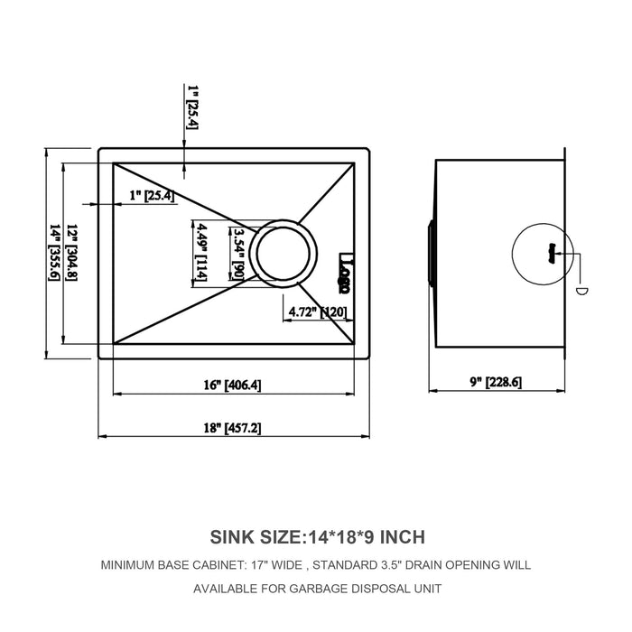 Modern Style Undermount Sink With Stainless Steel, Deep Single Bowl