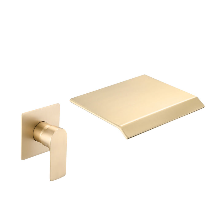 Wall Mount Bathtub Faucet With Waterfall Tub Spout And Single Handle Stainless Steel