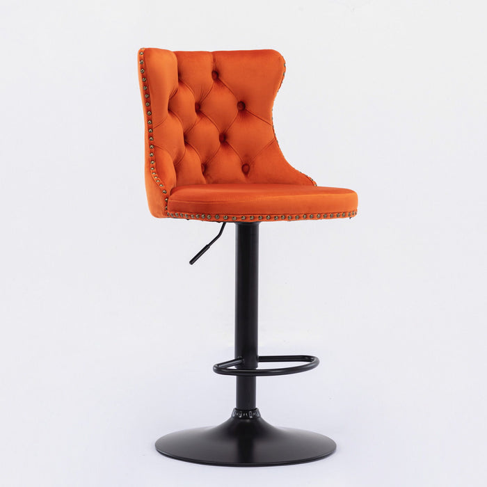 Swivel Barstools Adjusatble Seat Height, Modern Upholstered Bar Stools With Backs Comfortable Tufted For Home Pub And Kitchen Island (Set of 2)