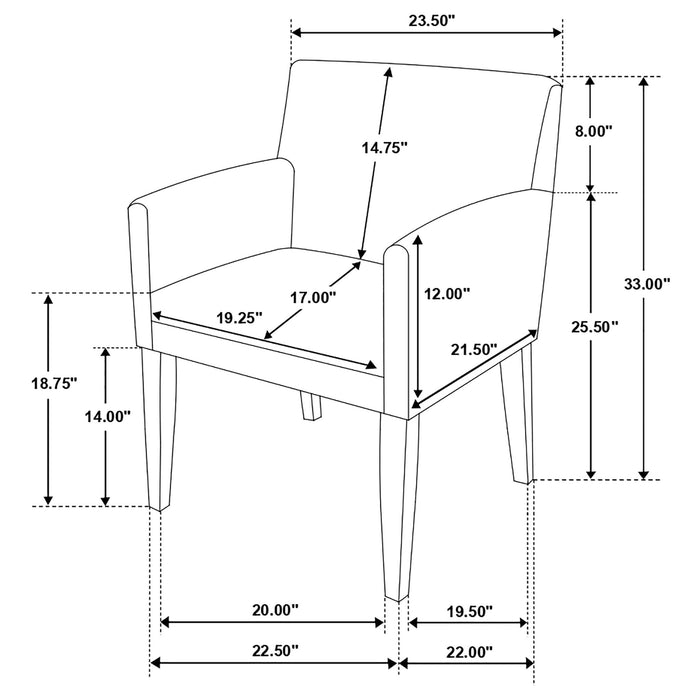 Yorkshire - Upholstered Dining Arm Chair With Cushioned Arms (Set of 2) - Gray
